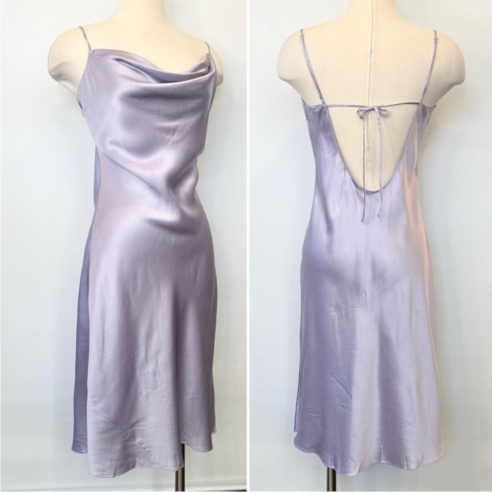 Vintage Y2K 100% Silk Dress Silk Slip Dress Backless Dress Cowl Valentines - Picture 1 of 11